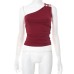 Sexy One-Shoulder Crop Top Tee fStyle Summer Single Shoulder Navel-Baring Backless T-Shirt Top