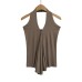 Irregular Sleeveless  V-neck Backless Halter Top