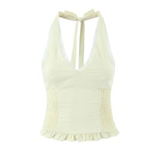 V-neck Halter Elastic Gathered Waist Camisole
