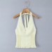V-neck Halter Elastic Gathered Waist Camisole
