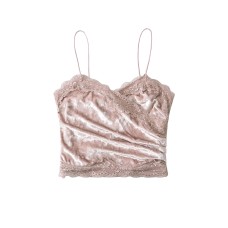 Front Cross Lace Trimmed Mini Strapless Camisole