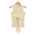 Elastic Fitted Round Neck Sleeveless Knit Crop Top