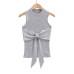 Elastic Fitted Round Neck Sleeveless Knit Crop Top