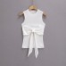 Elastic Fitted Round Neck Sleeveless Knit Crop Top