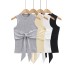 Elastic Fitted Round Neck Sleeveless Knit Crop Top