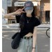 Round neck shoulder top with short sleeves