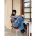 Design Sense Distressed Denim Pants Women's Retro Loose Wide Leg Long Pants