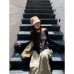 Loose Semi-Transparent Slit Knitted Sweater with Sweet Turtleneck Long Sleeve Top for Women