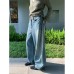 Design Sense Side Rivet Wide Leg Jeans Women's Retro Low Waist Casual Pants
