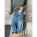 Design Sense Side Rivet Wide Leg Jeans Women's Retro Low Waist Casual Pants