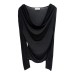Loose Fit Swing Collar T-Shirt for Women Irregular Rayon Top
