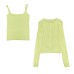 Ribbed Knit Cardigan + Vest Women's Versatile Ribbed Sweater Two-Piece Set