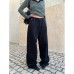 Personality Metal Decorated Wide Leg Jeans Women's Retro Street Long Pants