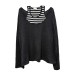 Stacked Knitwear Two-Piece Set for Women - U-Neck Long Sleeve Top + Striped Tank Top