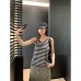 Stacked Knitwear Two-Piece Set for Women - U-Neck Long Sleeve Top + Striped Tank Top