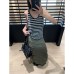 Stacked Knitwear Two-Piece Set for Women - U-Neck Long Sleeve Top + Striped Tank Top