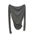Pleated Off-Shoulder Women's Long Sleeve Top