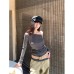 Pleated Off-Shoulder Women's Long Sleeve Top