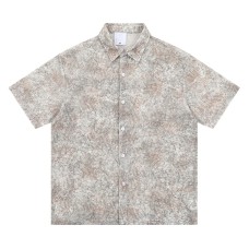 Short Sleeve Shirt Men's Retro Loose Casual Floral Shirt Half Sleeve Dress Shirt