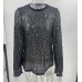 Shiny Sequin Mesh Long Sleeve Slim Fit Round Neck Top