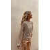 Shiny Sequin Mesh Long Sleeve Slim Fit Round Neck Top