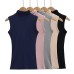 Elastic Fitted Body-Shaping Cowl Neck Sleeveless Thin Base Layer Tank Top