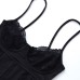 Slim Fit Hollow-out Lace Camisole with Snap Buttons