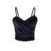 Cross-Over Lapel Velvet Spliced Lace Trim Sexy Camisole