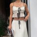 Sexy vacation style camisole top slim fit temperament long skirt set
