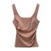 Pleated Design Square Neck Tank Top for Women, Personalized Slimming Sweet and Cool Top for Women