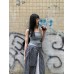 Pleated Design Square Neck Tank Top for Women, Personalized Slimming Sweet and Cool Top for Women