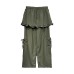 Two-Piece Ruffle Hem Skirt Pants Women's Versatile Straight Leg Drawstring Casual Pants