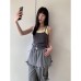 Two-Piece Ruffle Hem Skirt Pants Women's Versatile Straight Leg Drawstring Casual Pants