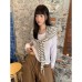 Design Sense Striped Cape T-Shirt Women's Unique Fake Two-Piece Long Sleeve Top