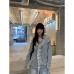 Design Sense Striped Cape T-Shirt Women's Unique Fake Two-Piece Long Sleeve Top