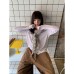 Design Sense Striped Cape T-Shirt Women's Unique Fake Two-Piece Long Sleeve Top