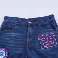 High-Waisted New York Giants Decorative Denim Shorts for Women