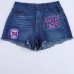 High-Waisted New York Giants Decorative Denim Shorts for Women