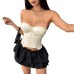 Solid color fishbone steel ring strap waist cinching strapless top