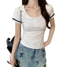 Slim fit low neckline top