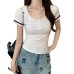 Slim fit low neckline top