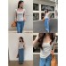 U-Neck Versatile Short-Sleeve T-Shirt for Women with Slight Sheer Overlay Layered Top