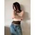 Sweet and Spicy Style U-neck Versatile Strapless Camisole Women's Top Slimming Fitted Blouse