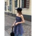Ins Plaid Strapless Dress Women Versatile Two-Way Skirt