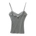 Lace Splicing Strapless Camisole with Inner Lining for Women