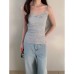 Lace Splicing Strapless Camisole with Inner Lining for Women