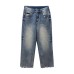 Personality Pocket Distressed Ripped Denim Pants for Women Casual Wide Leg Long Pants
