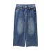 Style Adjustable Drawstring Wide Leg Denim Pants for Women Loose Fit Slimming Casual Trousers