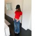 Style Adjustable Drawstring Wide Leg Denim Pants for Women Loose Fit Slimming Casual Trousers