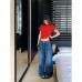 Style Adjustable Drawstring Wide Leg Denim Pants for Women Loose Fit Slimming Casual Trousers